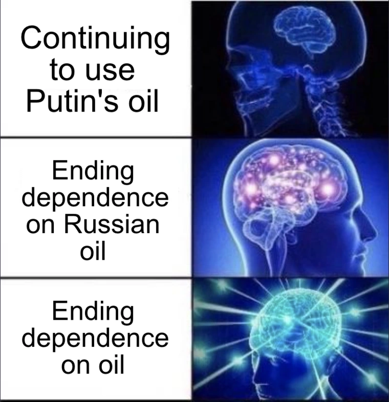 Big brain meme - stop Putin at the pump