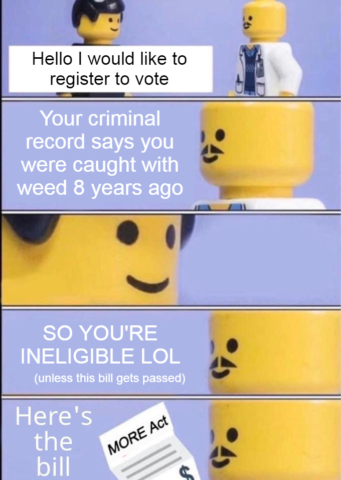 Registering to vote without the MORE act meme