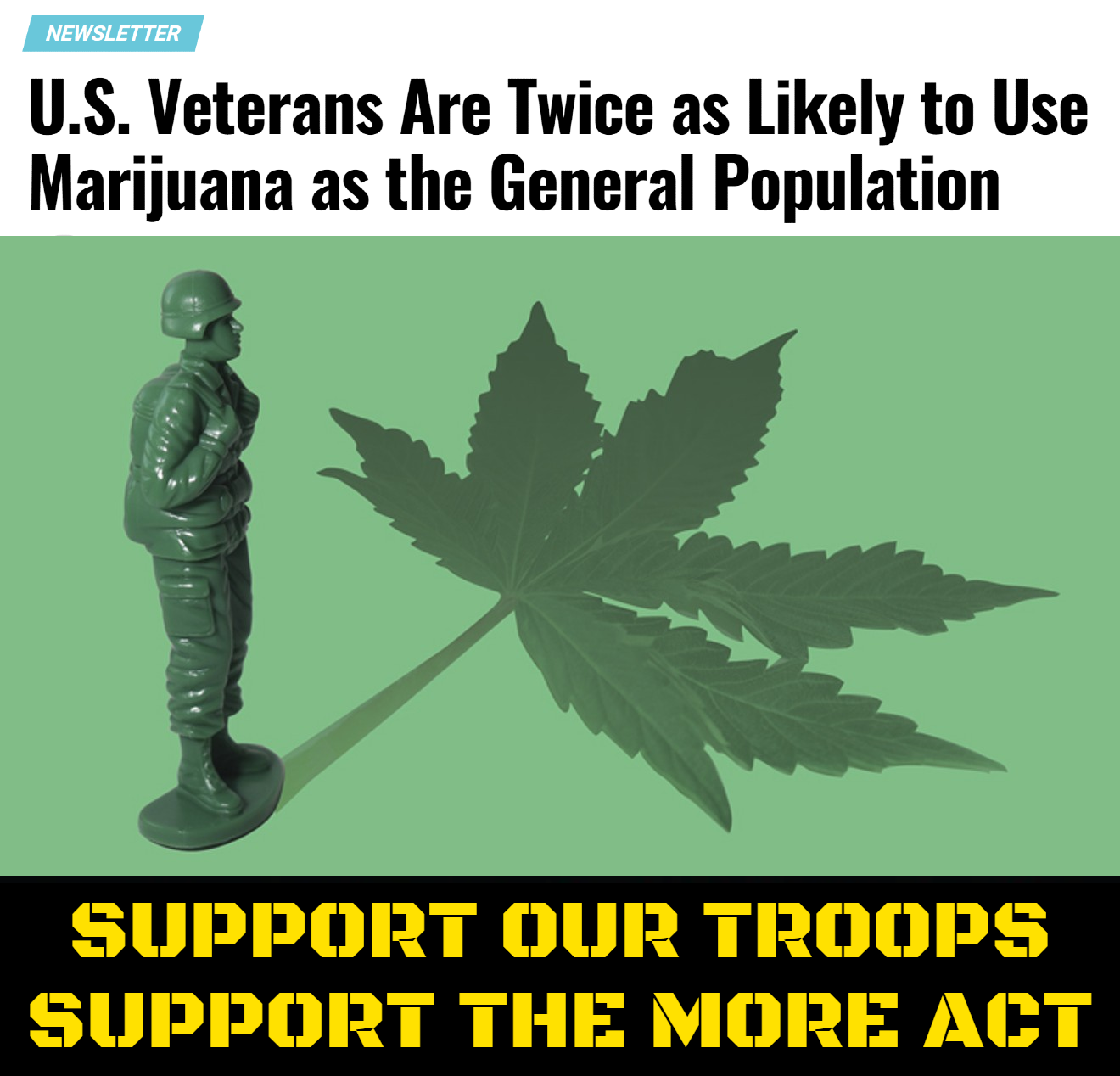 US Veterans are twice as likely to use marijuana meme