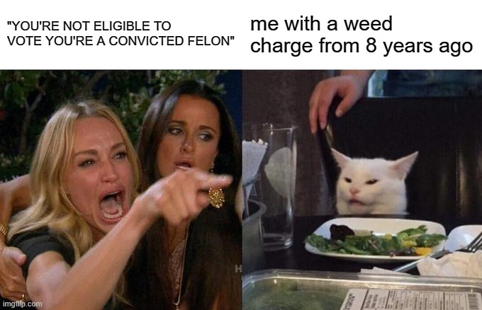 Weed charges prevent people from voting meme