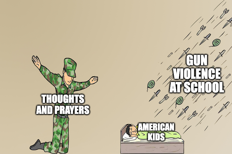American kids facing gun violence at school meme