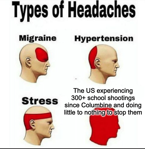 Types of headaches, US school shootings meme