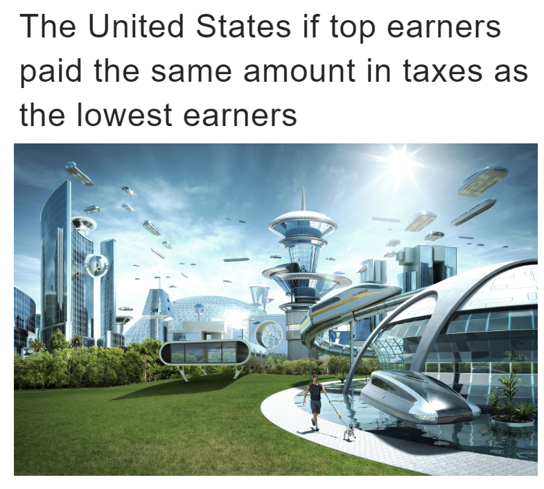 The US if top earners paid their fair share meme