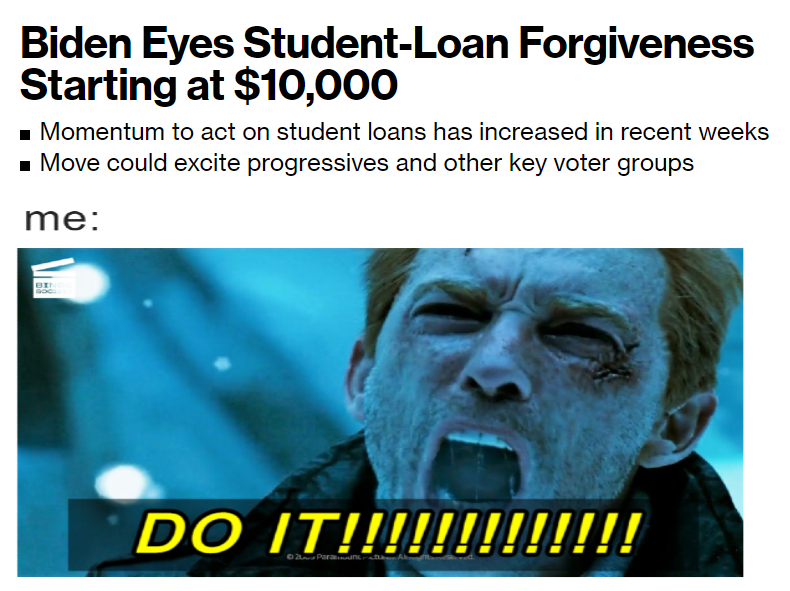 Biden eyes student loan forgiveness meme