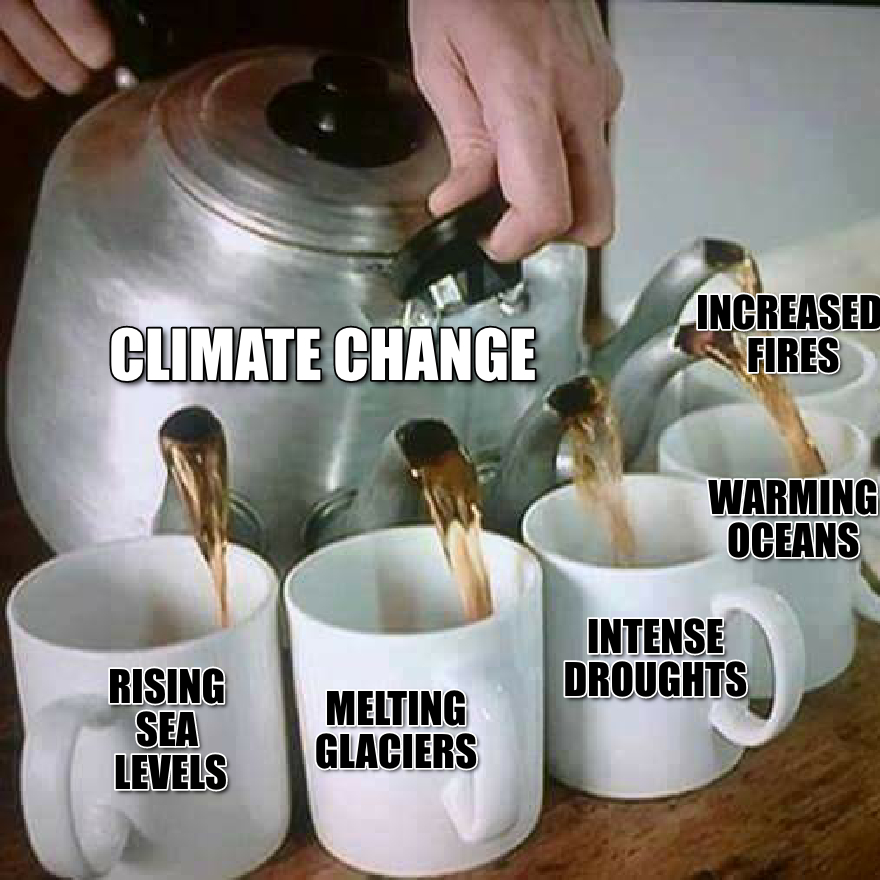 Climate change pouring into other issues meme