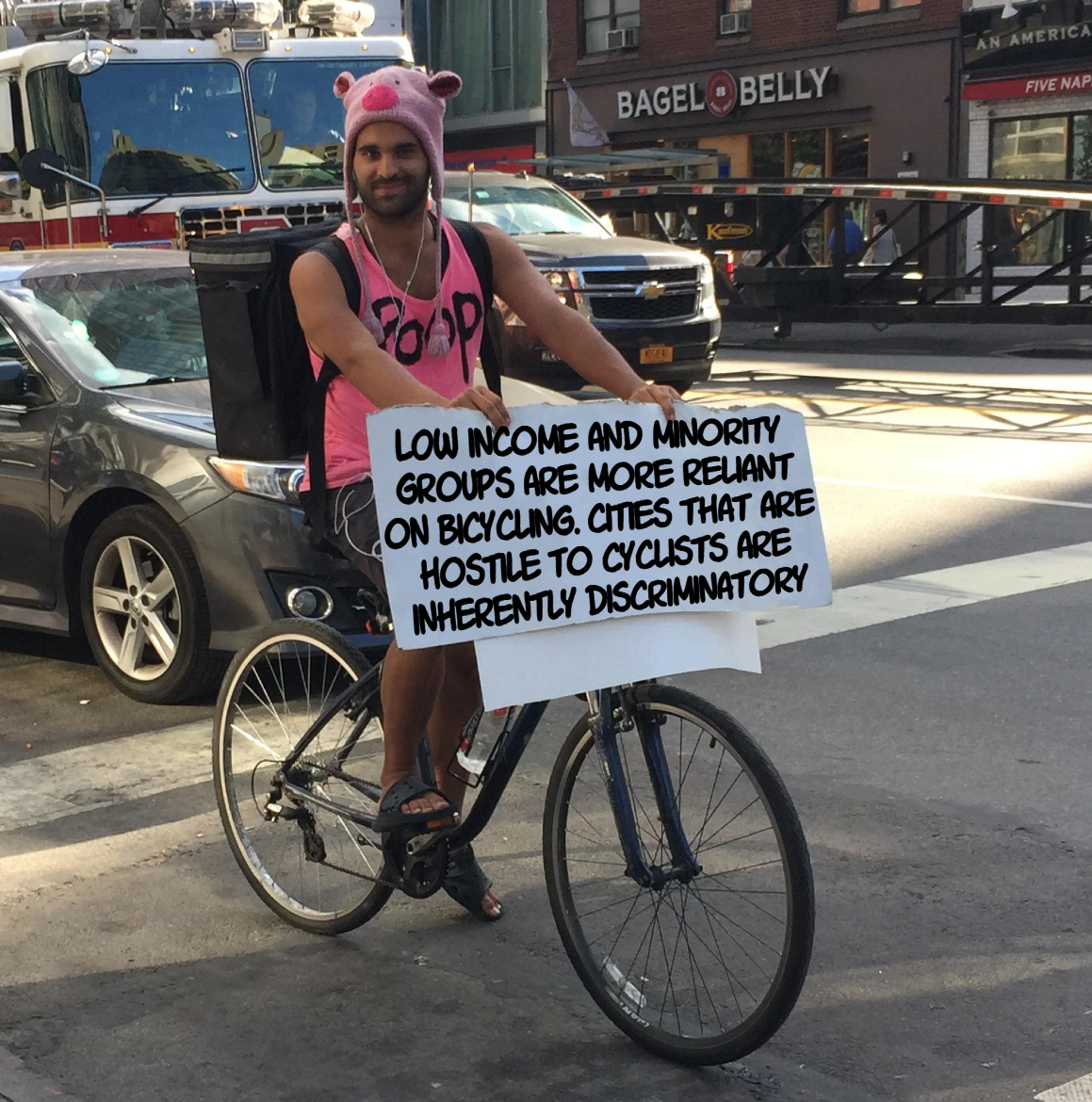 Cities that are hostile to cyclists are inherently discriminatory meme