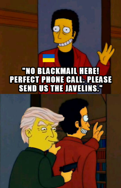 Trump blackmailing Ukrainians meme