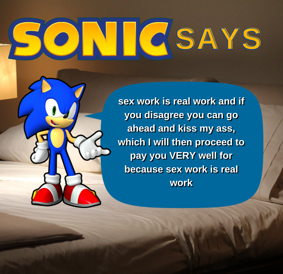 Sonic says sex work is real work meme