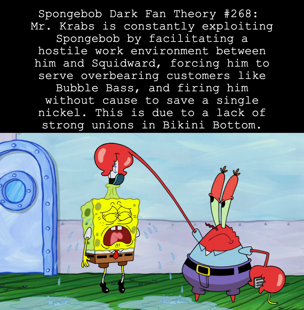 Spongebob Dark Fan Theory pro-union meme