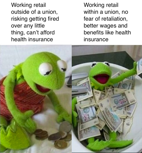Working retail while un-unionized meme