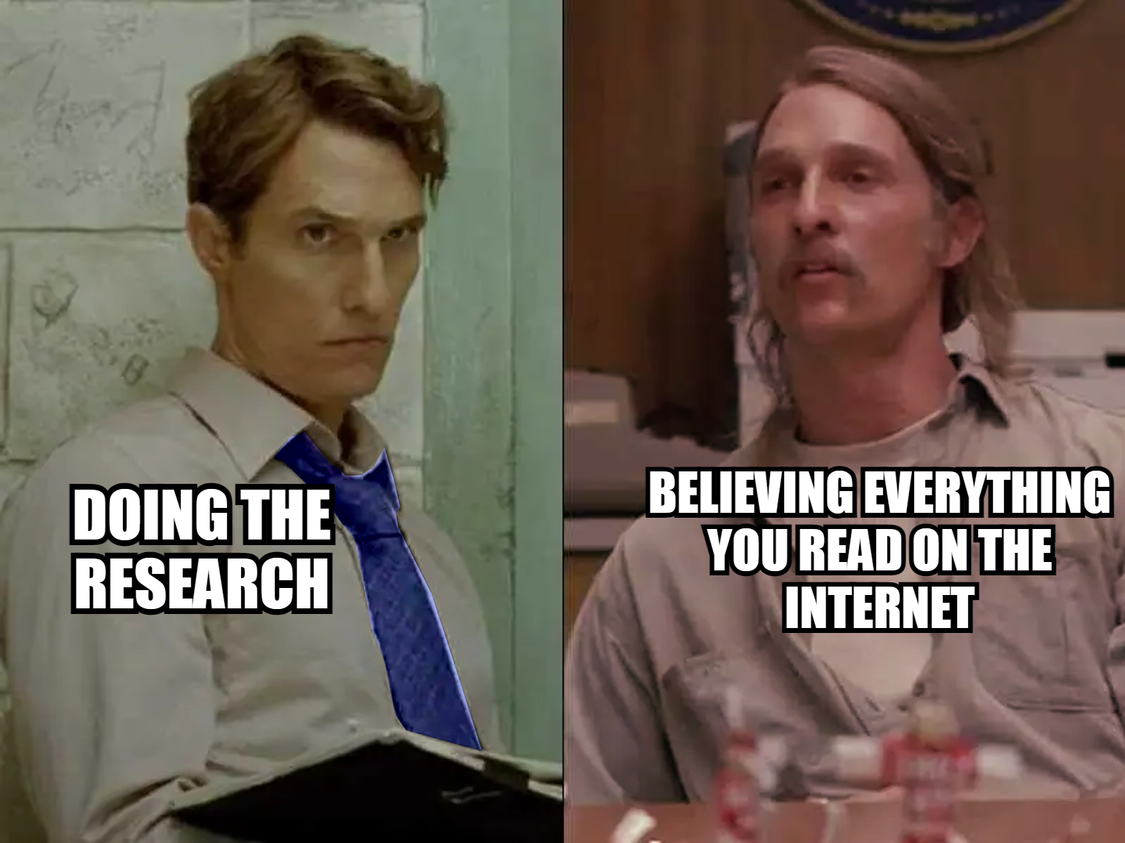 Doing the research vs believing everything you read on the internet meme