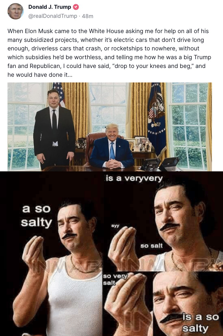 Donald Trump salty Elon Musk meme