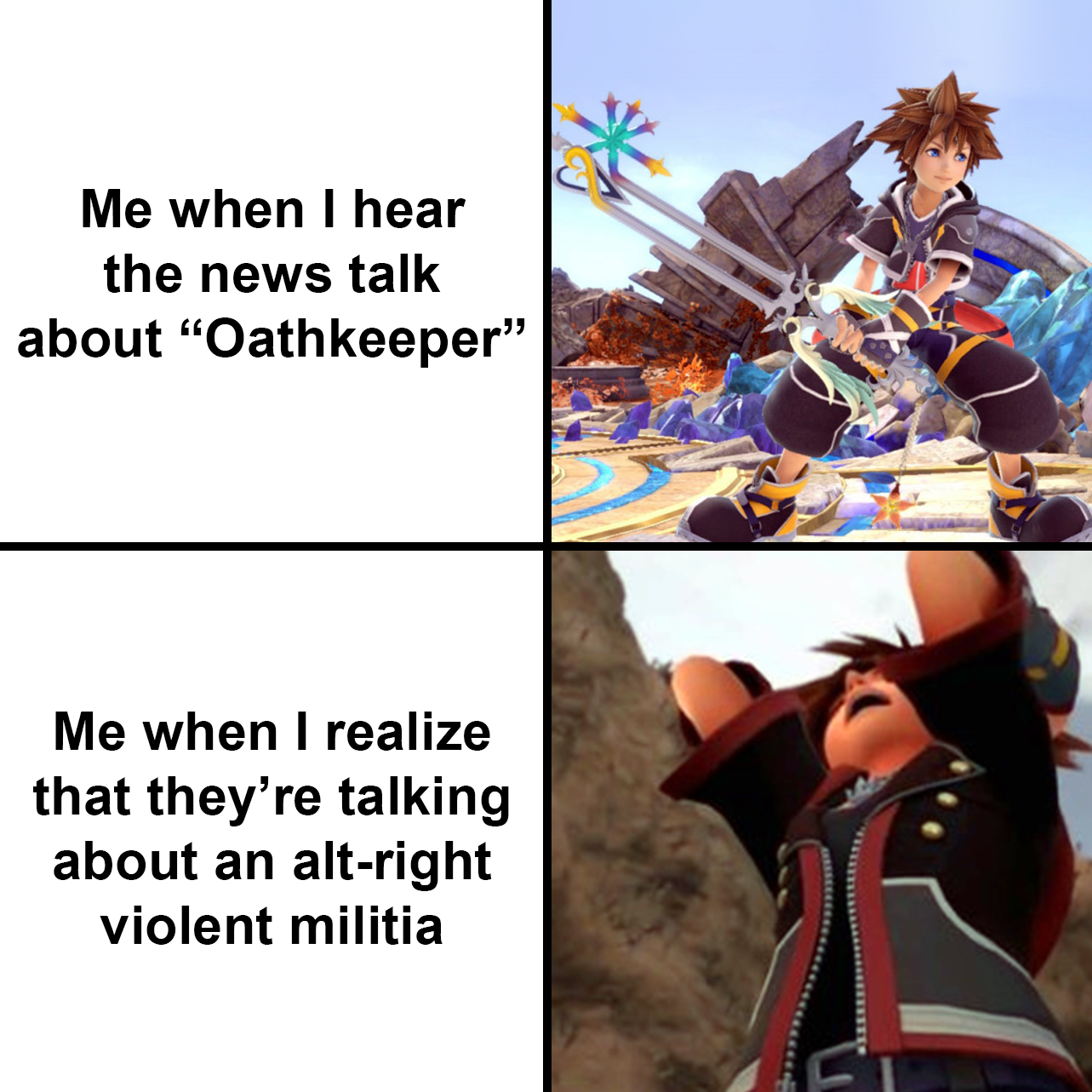 Oathkeepers being white supremacists and not a keyblade meme