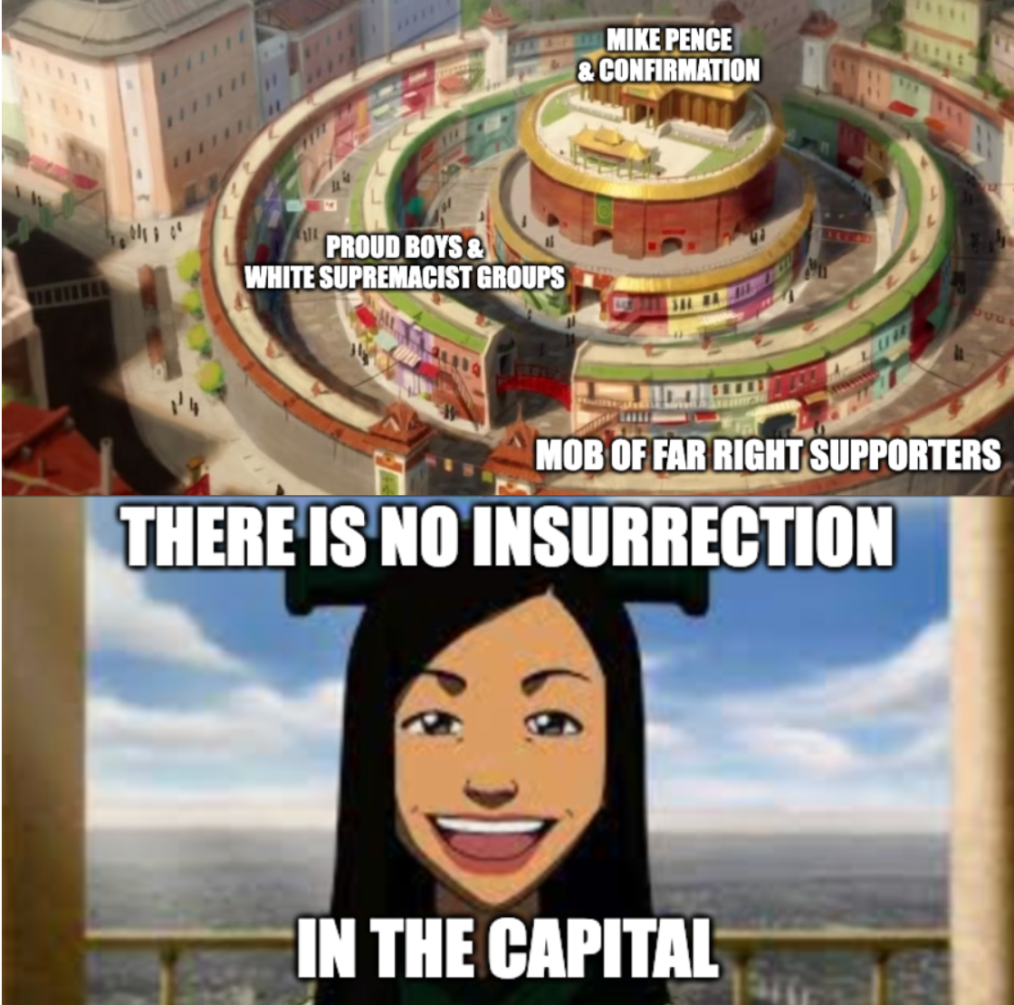 The layers of chaos during the insurrection meme