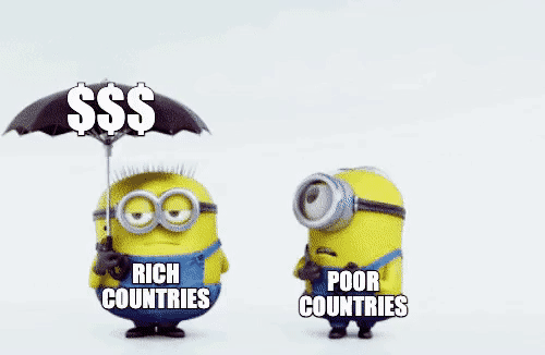 Rich countires offering development aid and long term solutions to poor countries motion meme