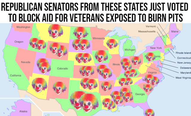 Republican senators that blocked aid for veterans exposed to burn pits meme