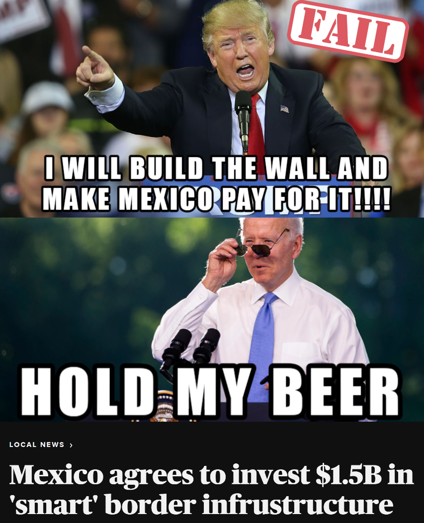 Trump and Biden building the wall meme