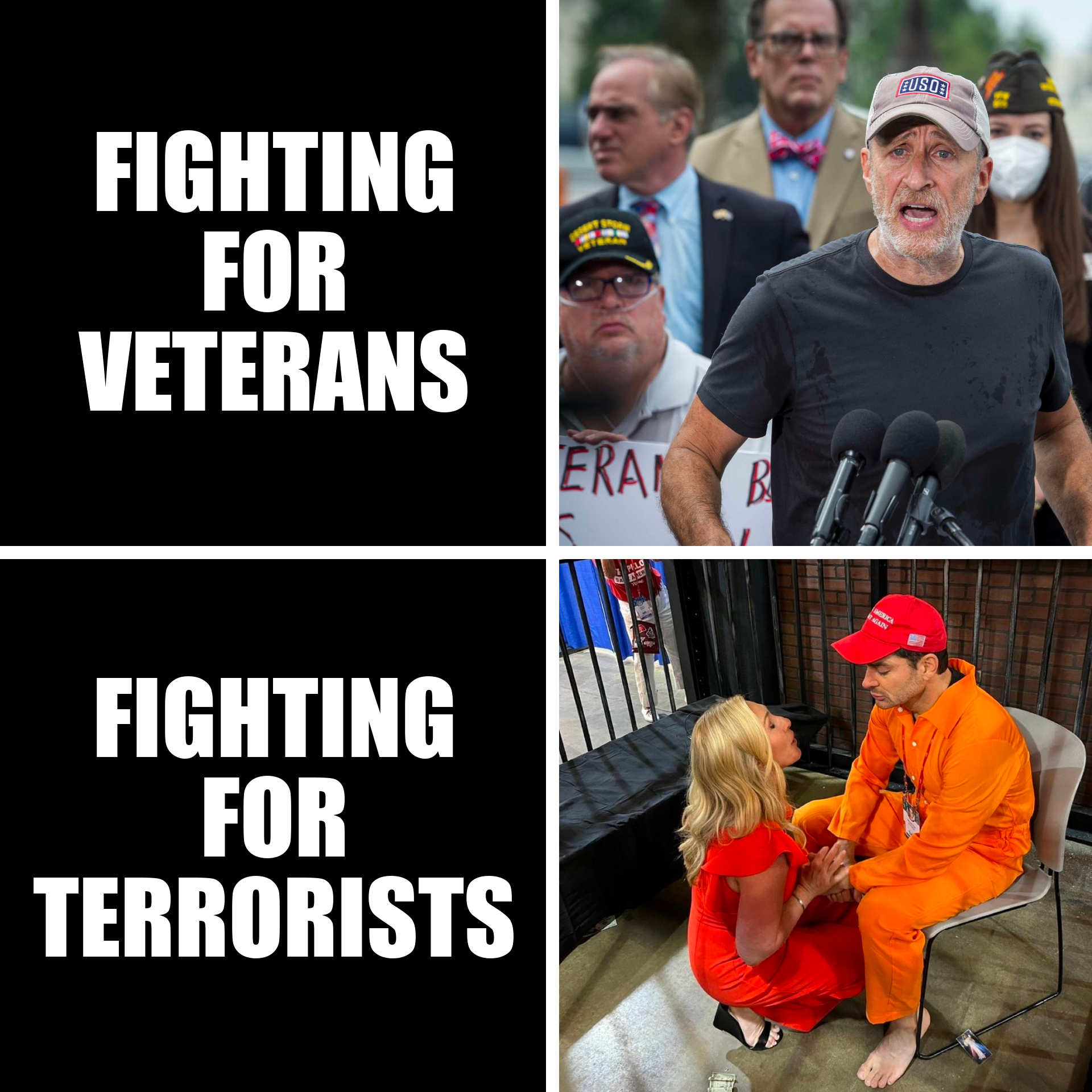 Fight for veterans or fighting for terrorists meme
