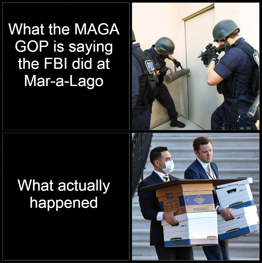 What MAGA GOP says the FBI did at Mar-a-Lago meme