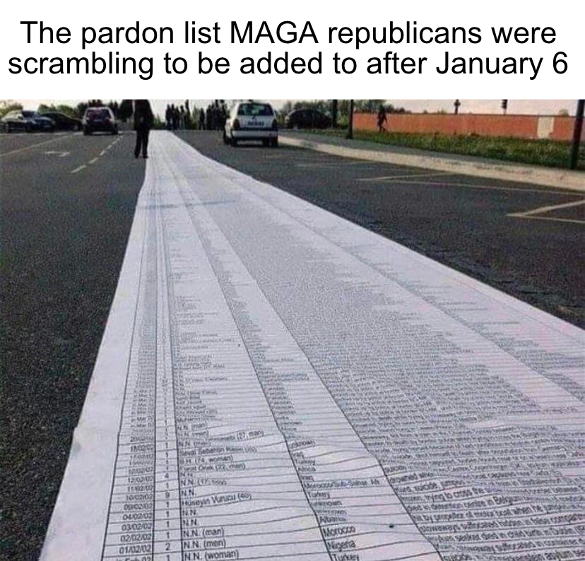 Pardon list MAGA republicans meme