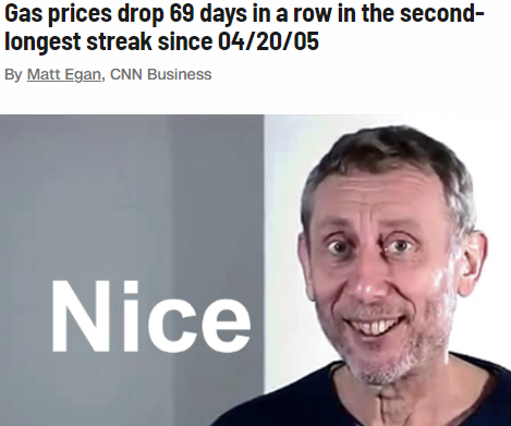 Gas prices drop 69 days in a row meme
