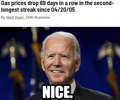 Gas prices drop 69 days in a row meme