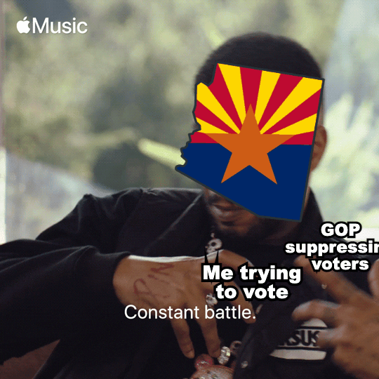 Arizona trying to vote while the GOP suppresses voters motion meme