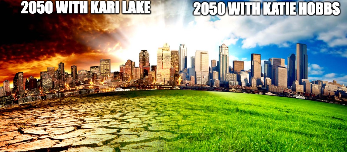 2050 with Kari Lake vs with Katie Hobbs meme