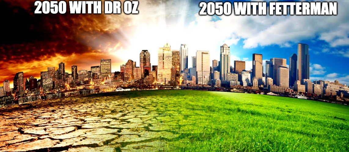 2050 with Oz vs with Fetterman meme