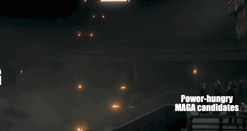 Voting stops power-hungry MAGA candidates motion meme