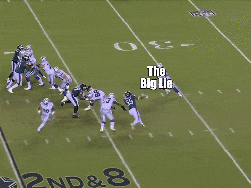 Voters catching the Big Lie football motion meme