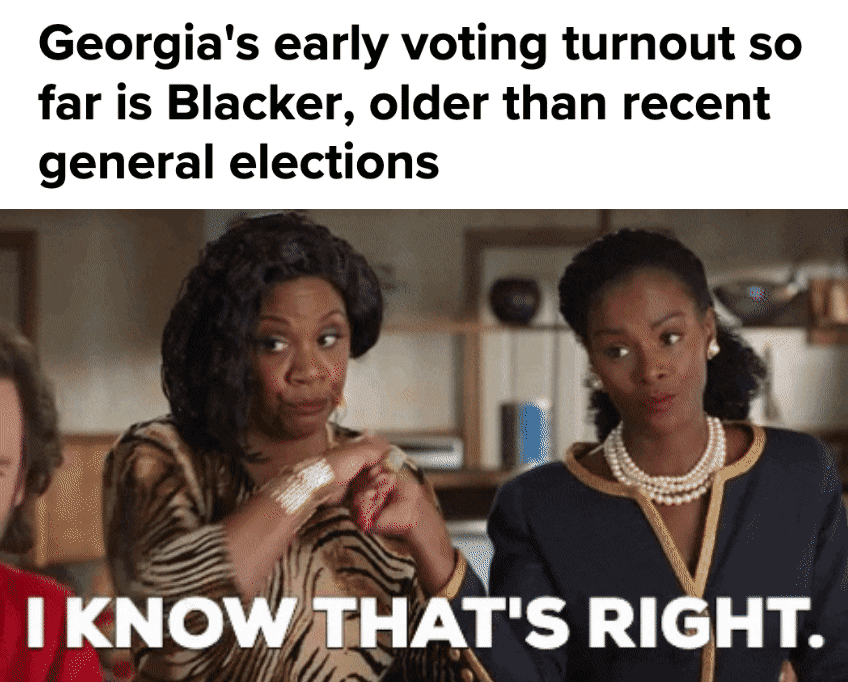 Georgia's early voting turnout so far is Blacker, older than recent general elections motion meme