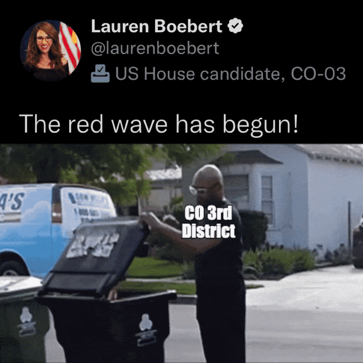 Lauren Boebert the red wave has begun tweet motion meme