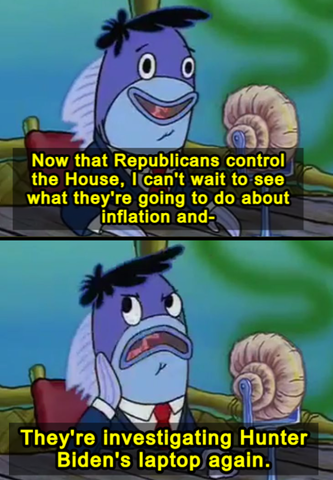 Now that Republicans control the House, they're investigating Hunter Biden's laptop again meme