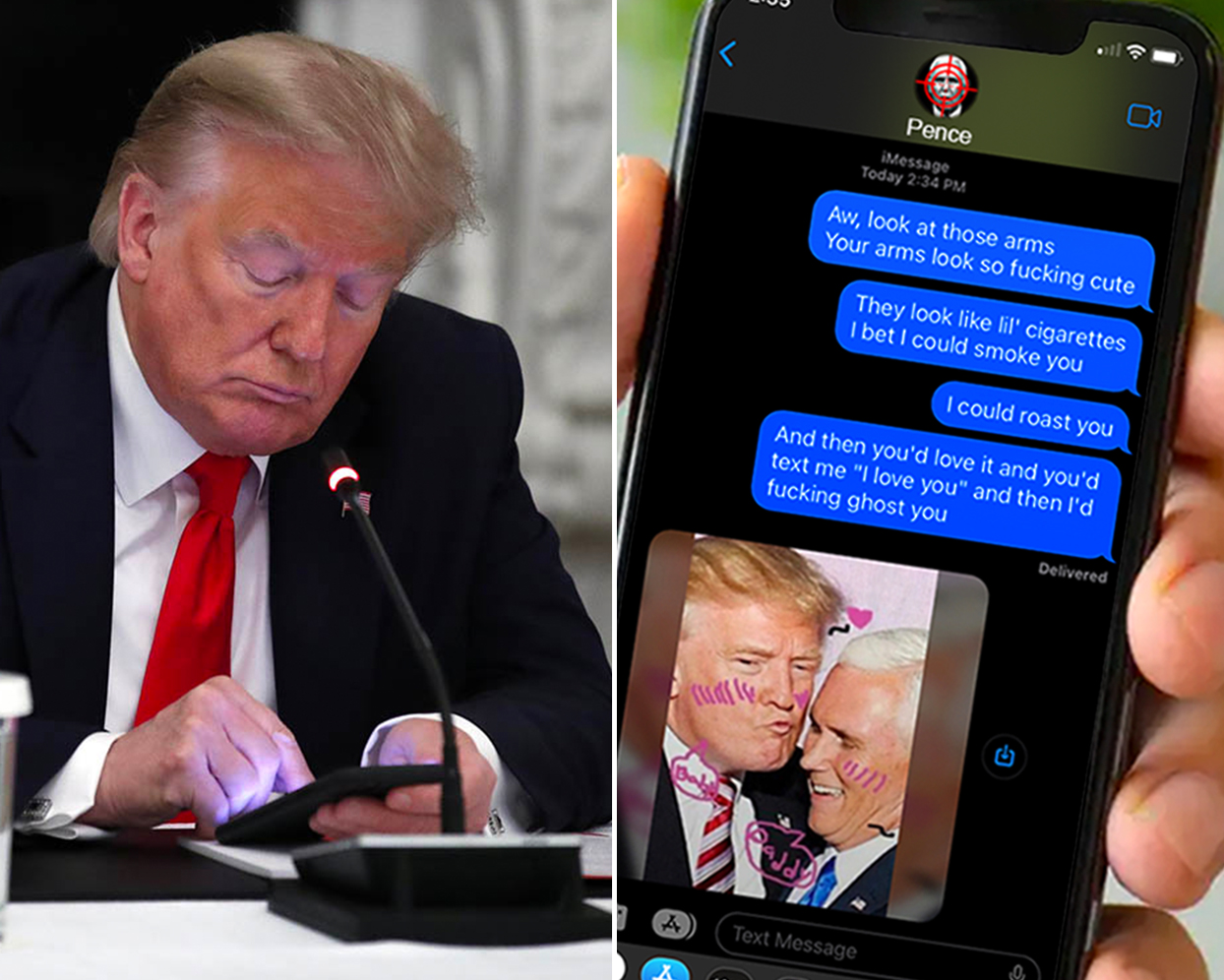 Trump and Pence text messages meme