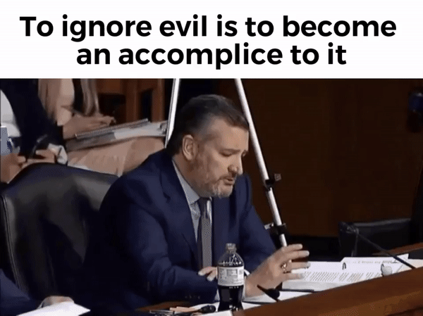 To ignore evil is to become an accomplice to it KBJ Hearing meme