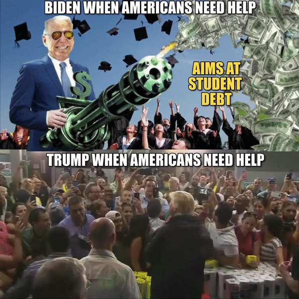 Biden vs Trump when Americans need help motion meme
