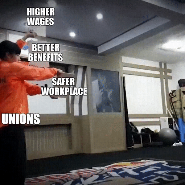 Amazon workers getting higher wages and better benefits motion meme