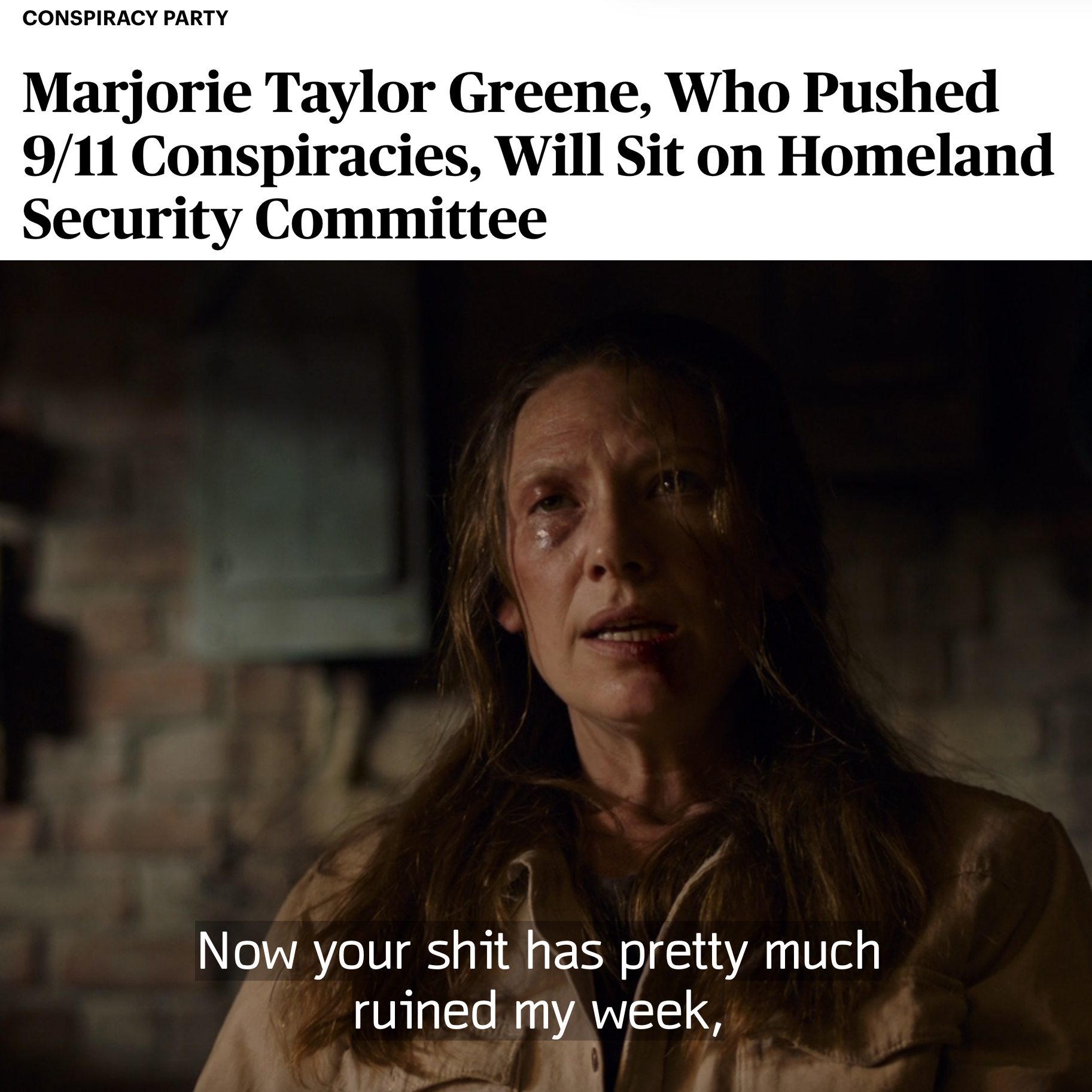 Marjorie Taylor Greene, who pushed 9/11 conspiracies, will sit on Homeland Security Committee meme