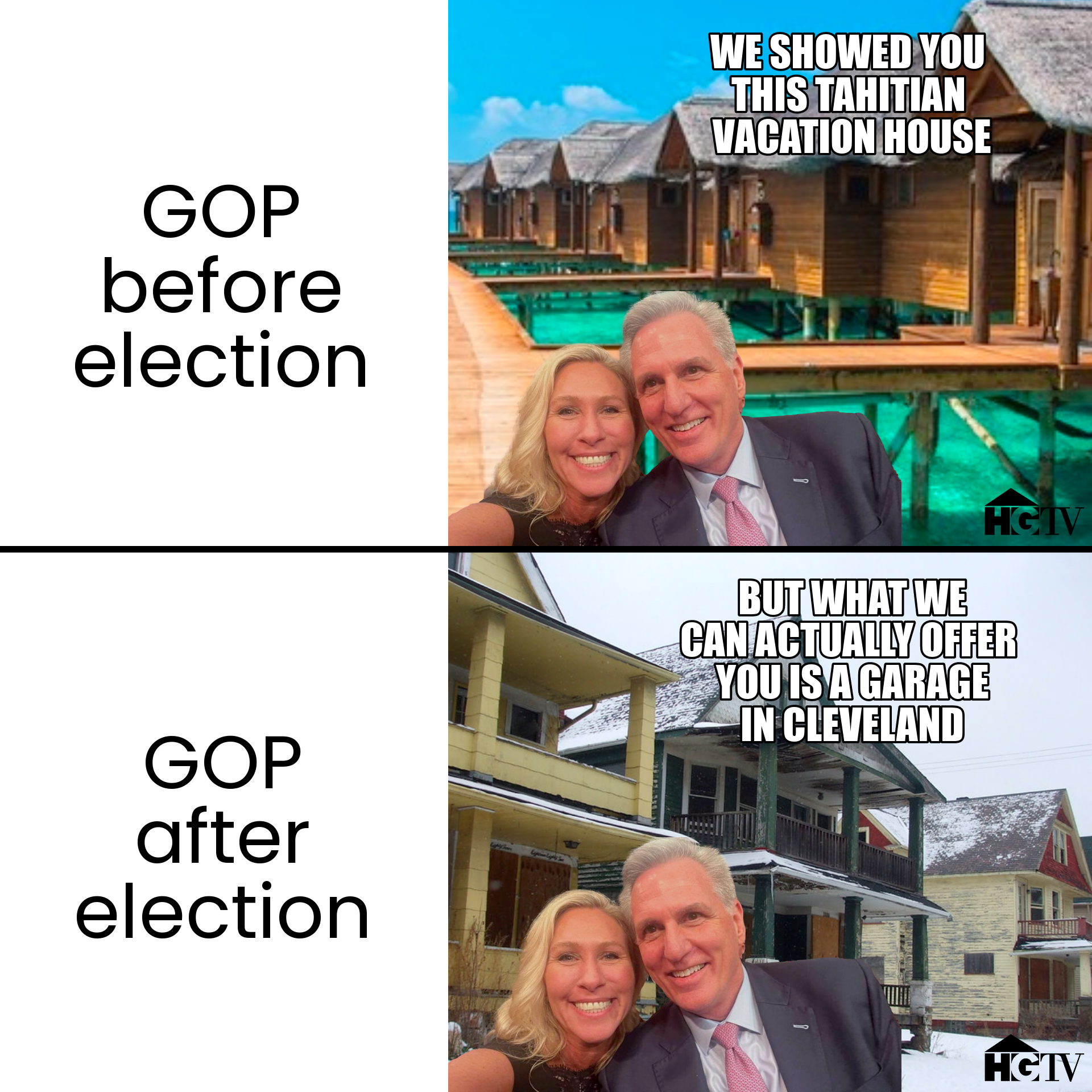 GOP before and after election meme