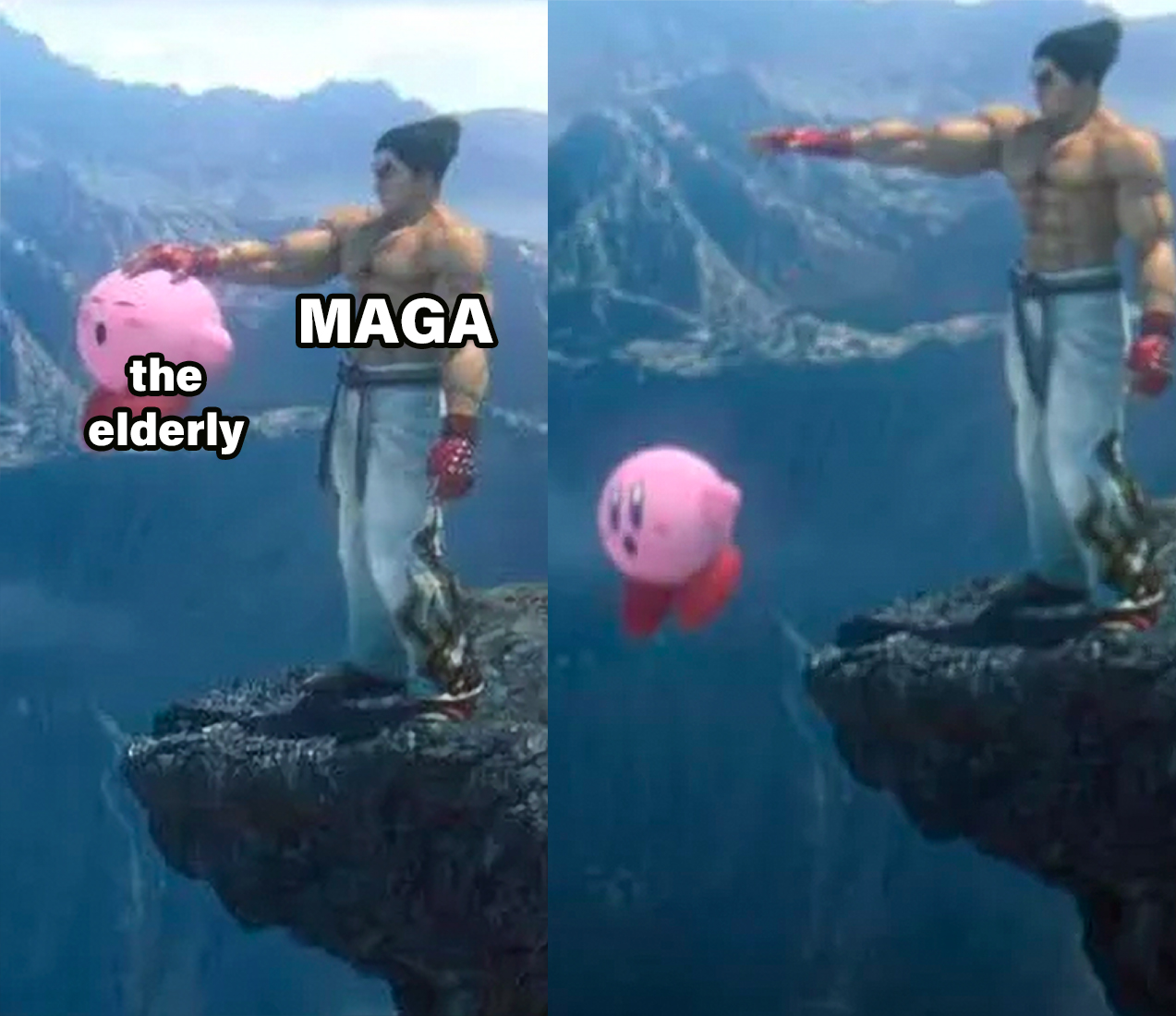 MAGA dropping the elderly Smash meme