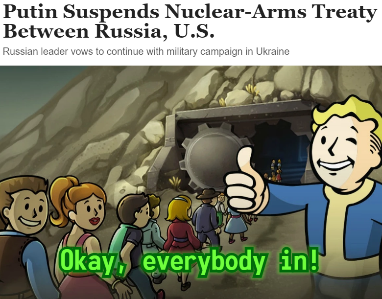 Okay, everybody in Fallout bomb shelter meme