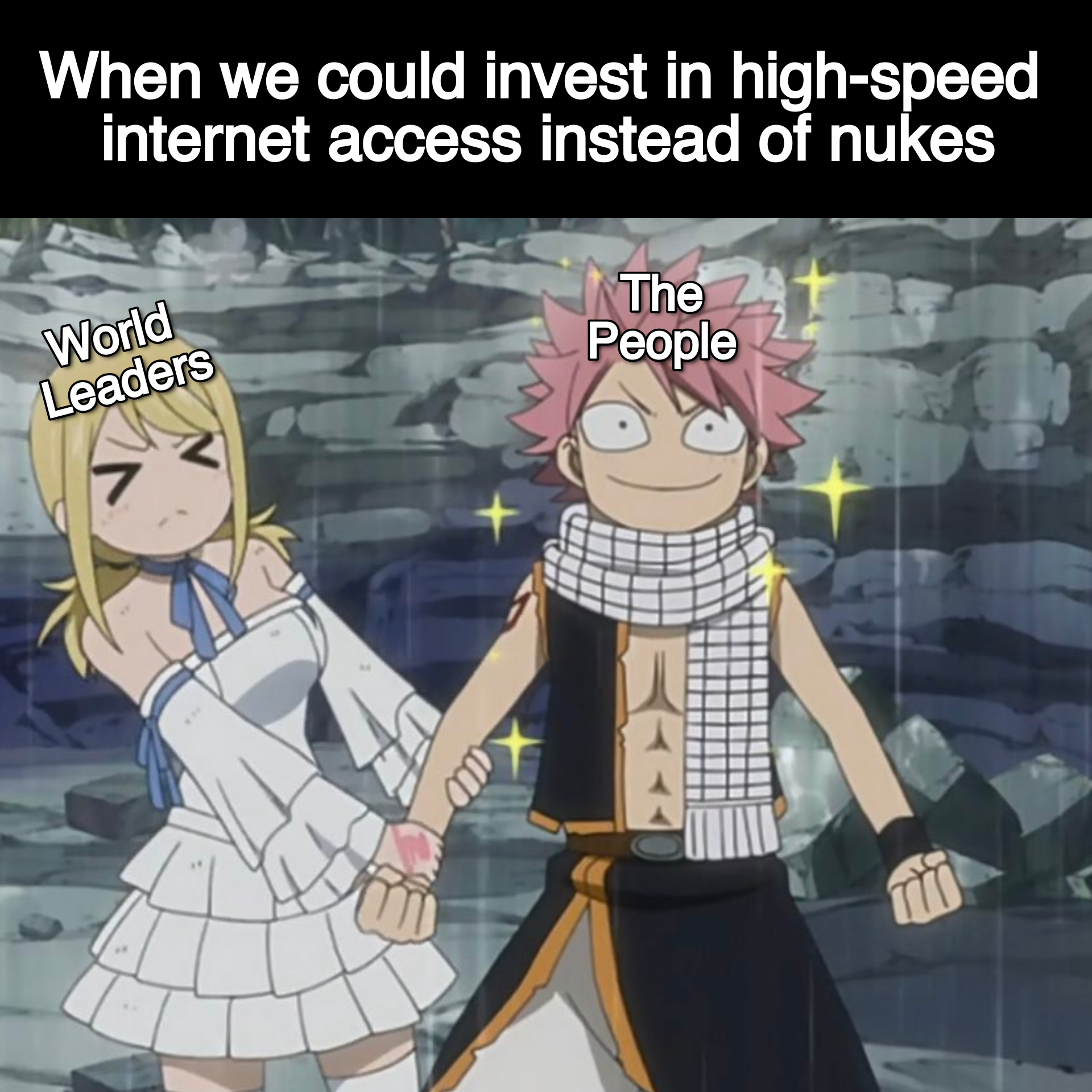When we could invest in high-speed internet access instead of nukes meme