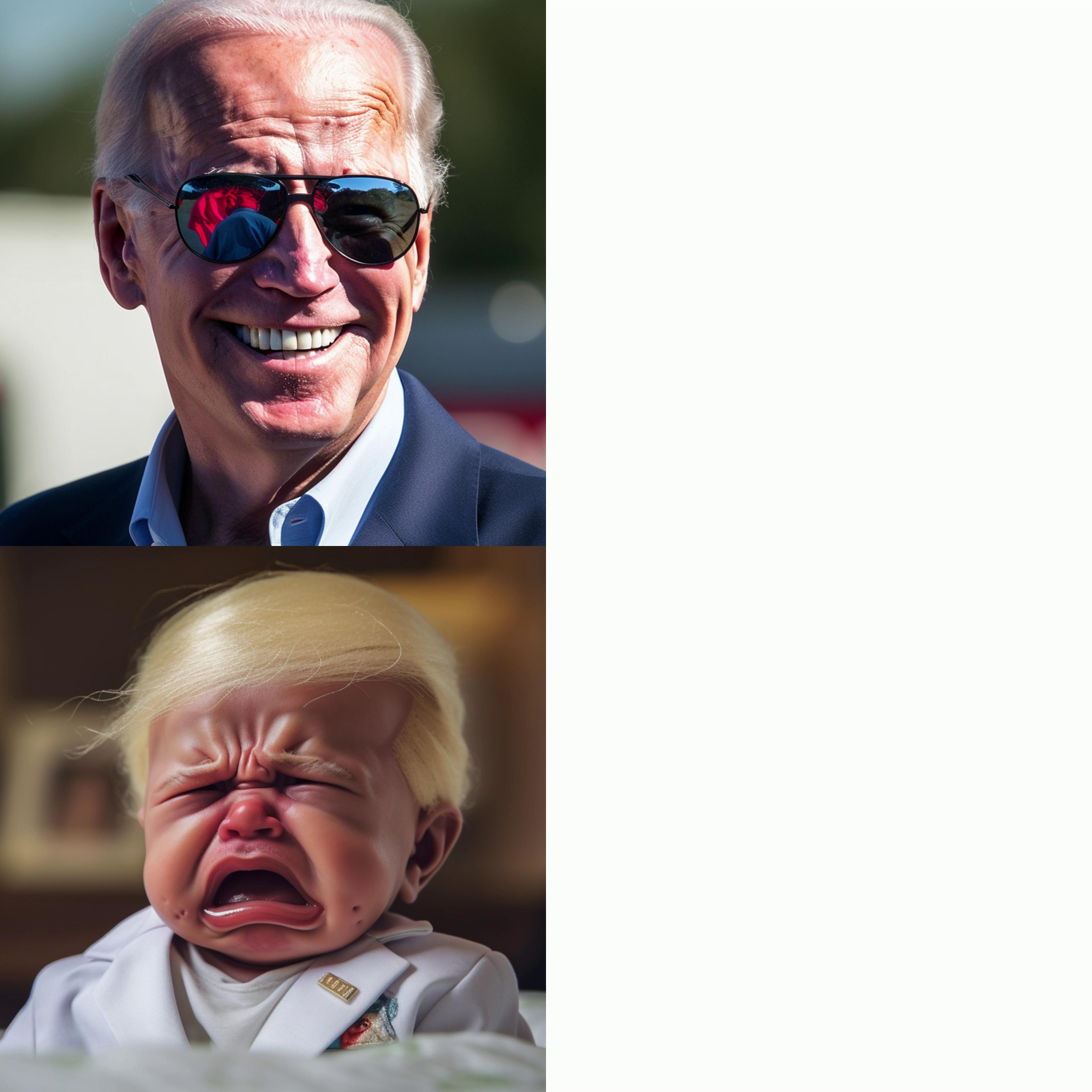 Biden and Trump as a baby imgflip template meme