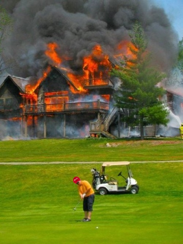 MAGA playing golf while house burns imgflip template meme