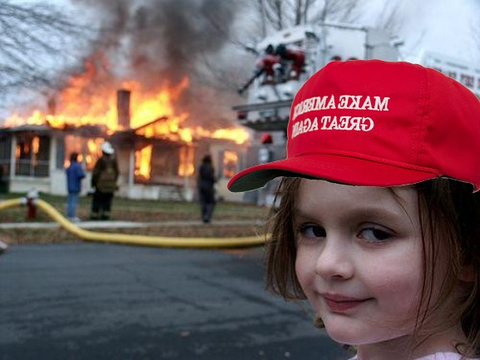 House on fire MAGA hat imgflip template meme