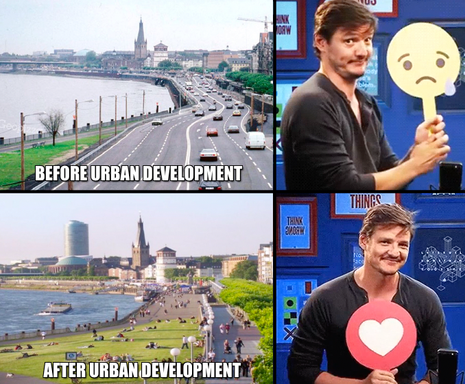 Before and after urban development meme