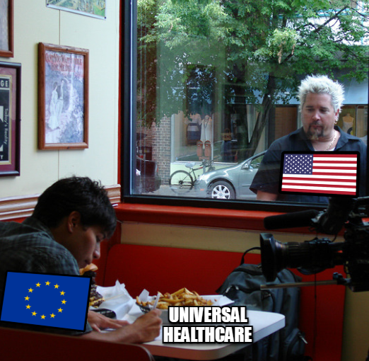 America looking at EU universal healthcare meme