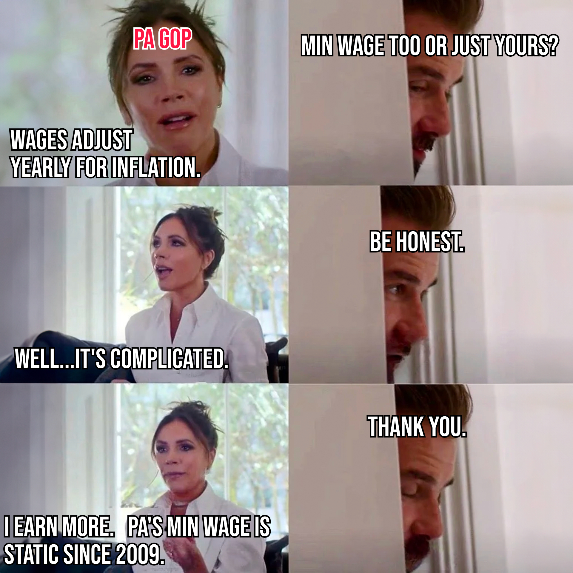 PA GOP on wage adjustments for inflation meme