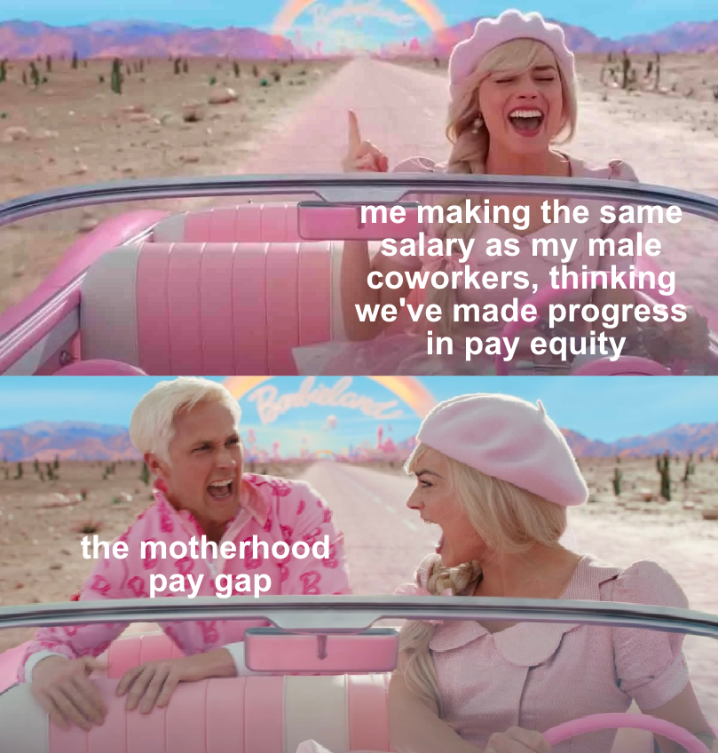 Me making the same salary as my male coworkers, thinking we've made progress in pay equity meme